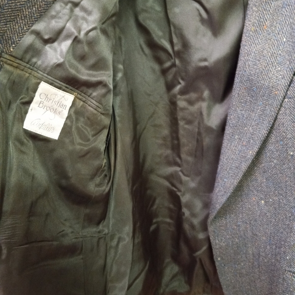 CHRISTIAN Brothers Sports Jacket Blazer Gray Speckled Wool Herringbone Tweed 46L - Picture 4 of 12